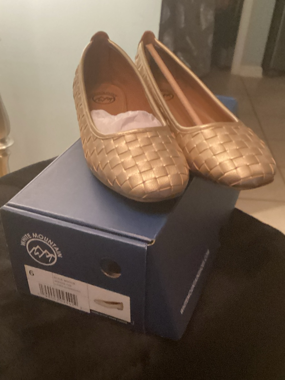 White Mountain Metallic Woven Ballet Flats - Gold
